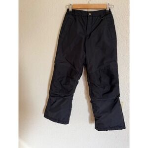 Lands End Kids Black Insulated Snow Pants Size 10 Reinforced Knees Winter Ski